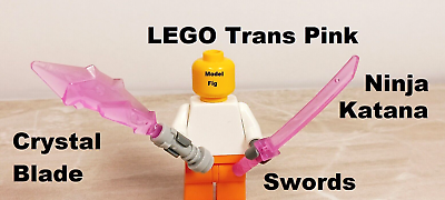 #ad LEGO Pink Weapons Translucent Lot of 2 Crystal Blade Thick Katana Ninja Girl Boy $7.41