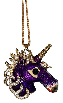 #ad Betsey Johnson Necklace w Purple Unicorn Charm Costume Jewelry $15.40