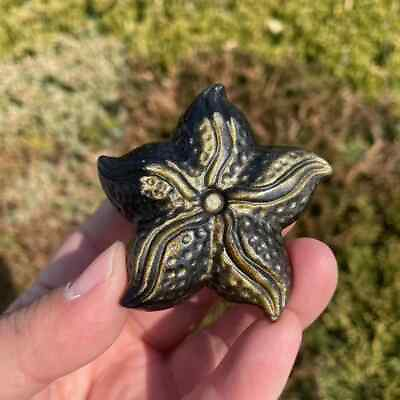 #ad 1pc Flash Golden Obsidian Starfish Carving Crystal Starfish sculpture $88.00