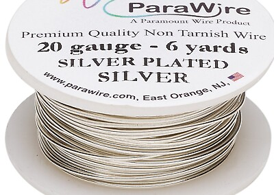 #ad 6 Yard Spool Tarnish Resistant Silver Plated Copper 20 Gauge Round Wrapping Wire $8.86