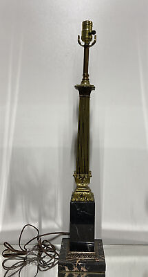 #ad VTG. Hollywood Regency Black Marble Base Corinthian Column Table Lamp 29quot; $625.99