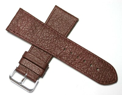 #ad 22MM 26MM 28MM amp; 30MM GENUINE LEATHER WATCH STRAP BURGUNDY WITH STEEL BUCKLE GBP 6.99
