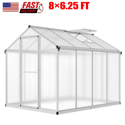 #ad 8×6.25FT New Polycarbonate Greenhouses Kits Walk in Green House Outdoor Portable $399.99
