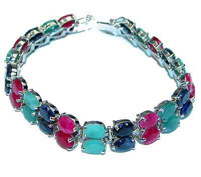 #ad Luxury Authentic Kashmir Ruby .925 Sterling Silver handmade Bracelet $281.05