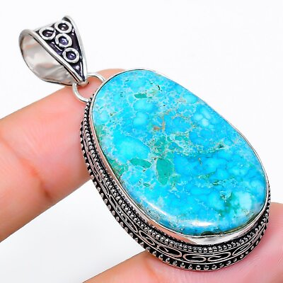 #ad Tibetan Turquoise Gemstone Handmade 925 Sterling Silver Jewelry Pendant $13.80