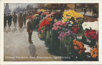 #ad Flower Vendors San Francisco California Early Postcard Unused $12.00