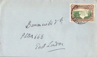 #ad Rhodesia Southern Rhodesia 2d Victoria Falls 1936 Enkeldoorn to East London Sou $10.00