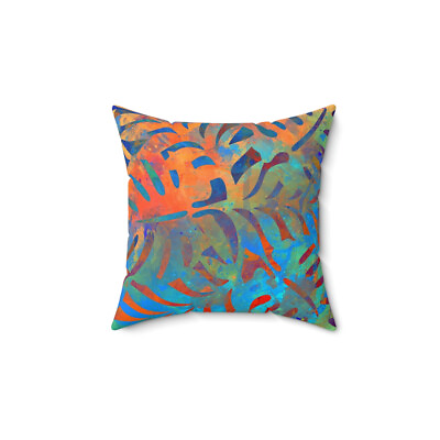 #ad Floral Hawaiian Palm Two Spun Polyester Square Pillow $53.95