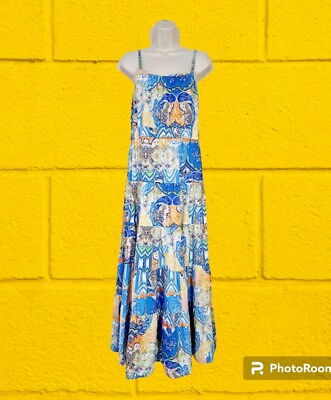 #ad NEXT Blue Paisley Print Cotton Tiered Maxi Summer Dress Size 16 BNWT RRP £40 GBP 19.99
