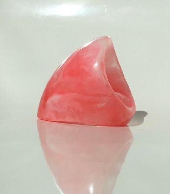 #ad Summer Ring Lucite Acrylic Plastic Pink Red Color Massive Ring Size 7.75 8 $24.99