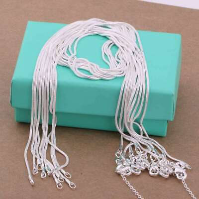 #ad 100PCS Wholesale 925 Sterling Solid Silver 1MM 16 30 Inches Snake Chain Necklace $75.99