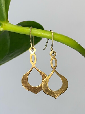 #ad Handmade Gold Hammered Beaten Brass Statement earrings minimalist earrings GBP 14.99