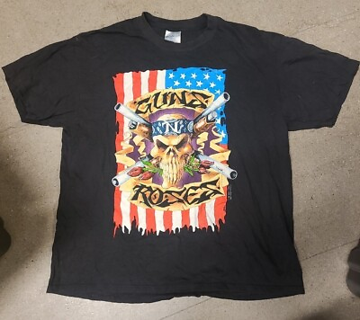 #ad True Vintage 90s GUNS N ROSES 1991 Skull Rock Tour 91 92 t shirt Mens XL BROCKUM $218.39