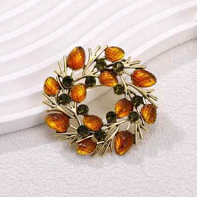 #ad Vintage Fruitful Persimmon Brooch Fashionable High end Wreath Sweet Fruit Brooch $5.99