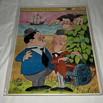 #ad Laurel amp; Hardy Frame Tray Giant Puzzle 1967 Film Comedians Silent Era Whitman $13.19