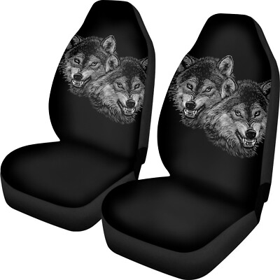 #ad #ad Fashion Animal Wolf Pattern Gray Car Seat Covers Cushion Front Seats $39.99