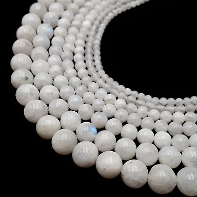 #ad White Rainbow Moonstone Smooth Round Beads 4mm 5mm 6mm 8mm 10mm 12mm 15.5quot; Strnd $28.99