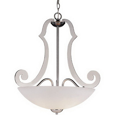 #ad Polished Chrome And Frosted Glass 3 Light Chandelier Pendant Orig $717 $107.99
