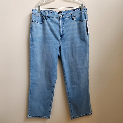 #ad Talbots Jeans Womens 16 High Waist StraightLeg Crop Light Wash Stretch Pockets $26.87