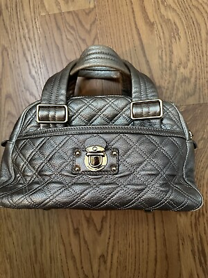#ad Marc Jacobs Womens Bronze Gold Accents Quilted Bowler Satchel Purse $75.00