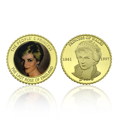 #ad Diana Princess Rose Coin Gold Plated Commemorative Coin Collectible Gift $3.70