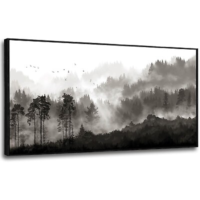 #ad Forest Canvas Wall Art Tree Painting Wall Art for Living Room Black Canvas Ar... $153.74