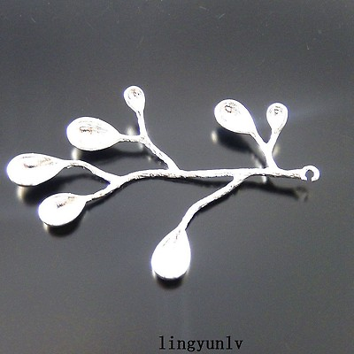 #ad 6 pcs Silver Tone Tree Branch Charm Brass For Pendant Dangle DIY Craft 52*31*3mm $7.59