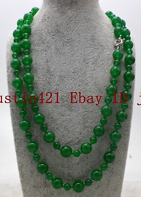#ad Fashion 6mm amp; 10mm Natural Green Jade Round Gemstone Necklace 25 36 50#x27;#x27; AAA $6.64