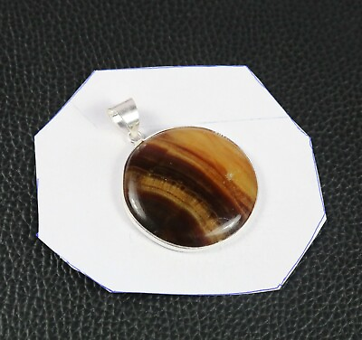 #ad Best Offer Natural Yellow Septarian Gemstone 925 Sterling Silver Bezel Pendant $12.60