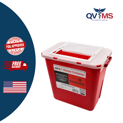 #ad 24 Biohazard Sharps Containers Needles Disposal 2 Gallons 8 Quarts Red $159.95