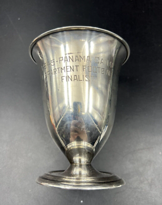 #ad 1945 Panama Canal Department Football Finalist 120G Sterling Silver Cup Antique $365.00