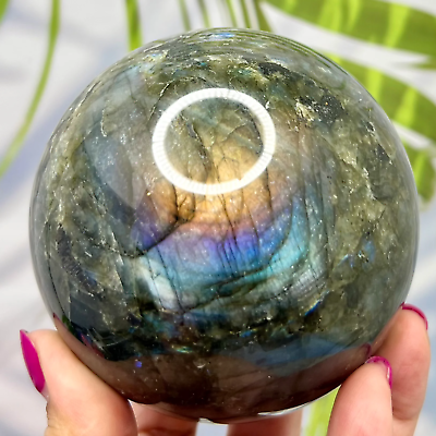 #ad Large Crystal Sphere Labradorite 1048g Natural Ball Reiki Healing Flashy Gemston AU $356.00