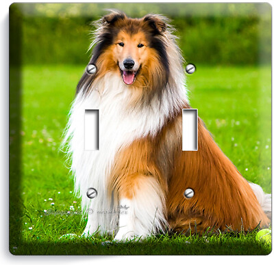 #ad GORGEOUS ROUGH COLLIE DOG 2GANG LIGHT SWITCH WALL PLATE GROOMING PET SALON DECOR $21.99