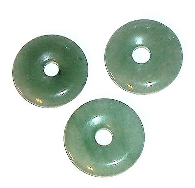 #ad P550 Green Aventurine 25mm Round Open Donut Pendant Natural Gemstone Bead 1pc $11.25