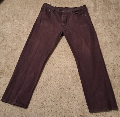 #ad Levis 501 Jeans Mens 38x31 Purple Plum Button Fly Straight Leg Denim $21.49