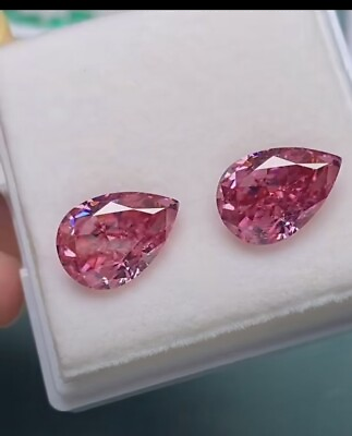 #ad 2Pc Certified 2 Ct Pear Cut Natural Pink Diamond D Grade Color VVS1 1Free Gift $55.00