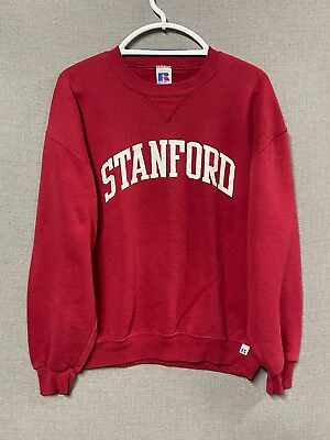 #ad Vintage Stanford University Sweatshirt Mens Large Red Russell Athletic Crewneck $29.88