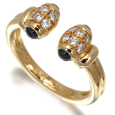 #ad Auth Cartier Rare Ring Diamond Sapphire EU54 18K 750 Yellow Gold $1864.43