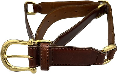 #ad Fossil Bridle Brown Brass Linked Belt Brass Buckle Women#x27;s Size L $22.99