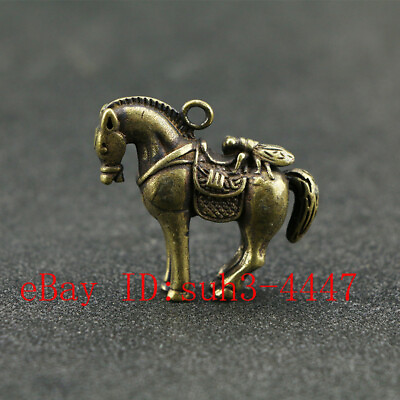 #ad Chinese Handmade Copper Brass Horse Small Fengshui Statue Ornament $21.53