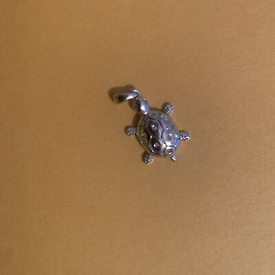 #ad 925 Sterling Silver Small Turtle Pendant With Crystal $16.99