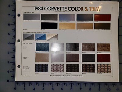 #ad 1984 Chevrolet Corvette Color and Trim Brochure Sheet Original $13.49