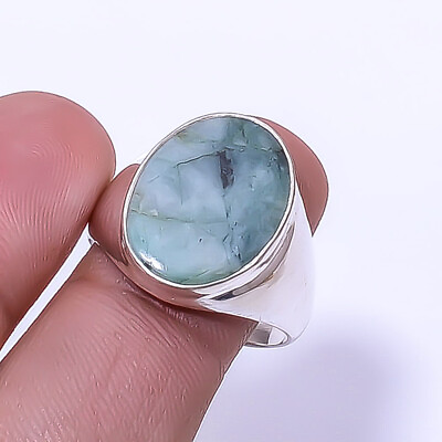 #ad Emerald Sakota Mines Gemstone Lab Created 925 Sterling Silver Ring S.10 R25 $20.17