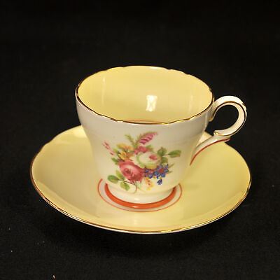 #ad Shelley Cup amp; Saucer #13257 Hulmes Rose Yellow Multicolored w Gold 1940 1964 HTF $60.98