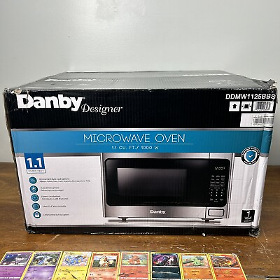 #ad Danby 1.1 Cu.Ft 1000W Countertop Microwave Stainless Steel Black DBMW1125BBS $79.99