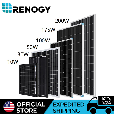 #ad Renogy 10W 30W 50W 100W 175W 200W Monocrystalline Solar Panel RV Home Roof Boat $239.99