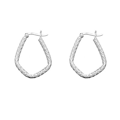 #ad Sterling Silver Designed Hoop Earrings $42.00