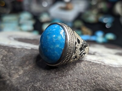 #ad Natural Turquoise Feroza For Mens handmade pure Handmade Silver ring EUR 250.00