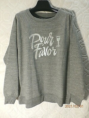 #ad NWT Wildfox Womens Statement SWEATSHIRT Gray Pour Favor Small S $128 D631 $19.00