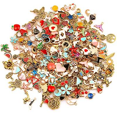 #ad Assorted Gold Plated Enamel Charms Necklace Bracelet Pendants For Diy Jewelry Ma $19.99